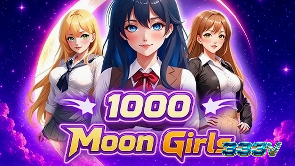 Tampilan layar permainan slot 1000 Moon Girls dengan 7 gulungan