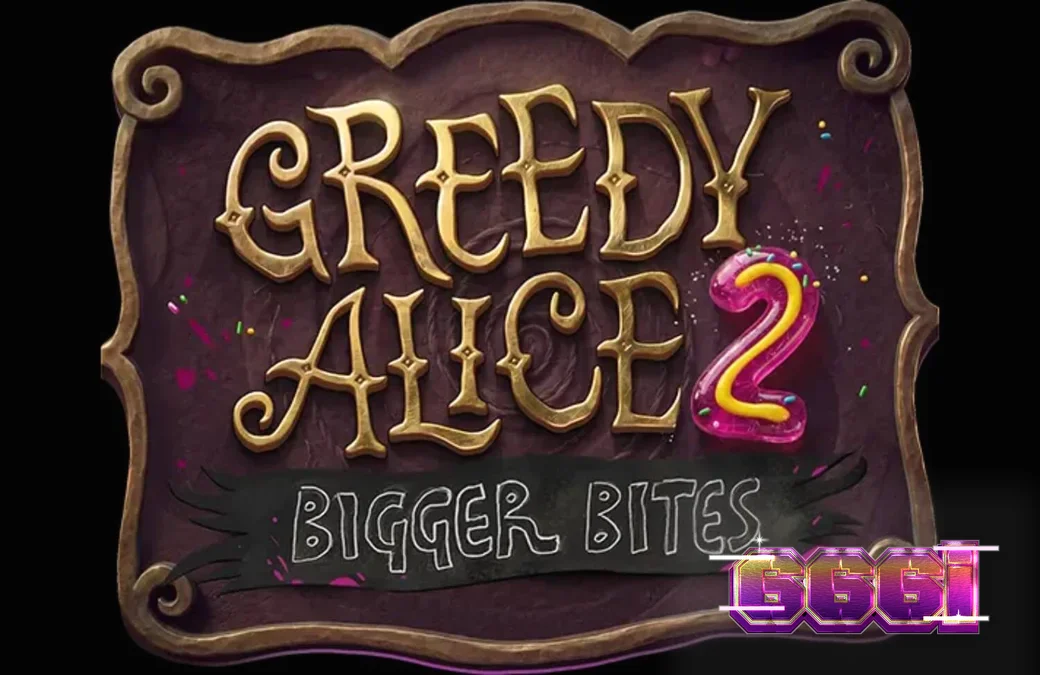 Tampilan visual slot Greedy Alice 2: Bigger Bites dengan tema steampunk yang gelap